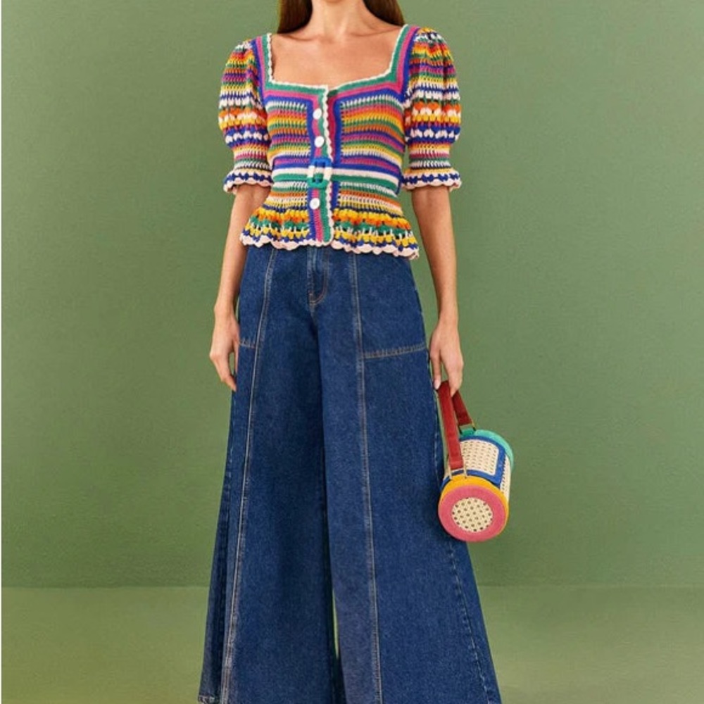 Farm Rio Multi Stitches Crochet Blouse